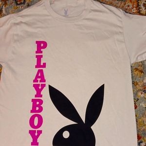 Playboy tee shirt tan and pink